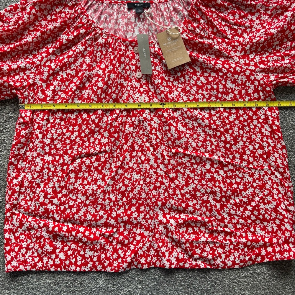 J. Crew Red Floral Peasant Top - Picture 5 of 8